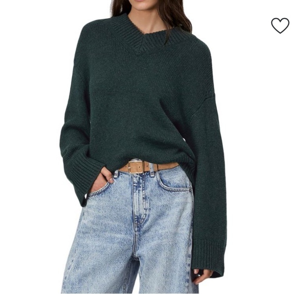 Rag & Bone Danica V Neck Green Sweater